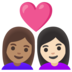 Couple With Heart: Woman, Woman, Medium Skin Tone, Light Skin Tone Emoji Copy Paste ― 👩🏽‍❤️‍👩🏻 - google-android