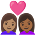 Couple With Heart: Woman, Woman, Medium Skin Tone, Medium-dark Skin Tone Emoji Copy Paste ― 👩🏽‍❤️‍👩🏾 - google-android