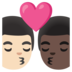 Kiss: Man, Man, Light Skin Tone, Dark Skin Tone Emoji Copy Paste ― 👨🏻‍❤️‍💋‍👨🏿 - google-android