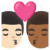 Kiss: Man, Man, Light Skin Tone, Medium-dark Skin Tone Emoji Copy Paste ― 👨🏻‍❤️‍💋‍👨🏾 - google-android