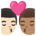 Kiss: Man, Man, Light Skin Tone, Medium Skin Tone Emoji Copy Paste ― 👨🏻‍❤️‍💋‍👨🏽 - google-android