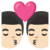 Kiss: Man, Man, Light Skin Tone Emoji Copy Paste ― 👨🏻‍❤️‍💋‍👨🏻 - google-android