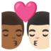 Kiss: Man, Man, Medium-dark Skin Tone, Light Skin Tone Emoji Copy Paste ― 👨🏾‍❤️‍💋‍👨🏻 - google-android