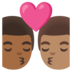 Kiss: Man, Man, Medium-dark Skin Tone, Medium Skin Tone Emoji Copy Paste ― 👨🏾‍❤️‍💋‍👨🏽 - google-android