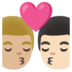 Kiss: Man, Man, Medium-light Skin Tone, Light Skin Tone Emoji Copy Paste ― 👨🏼‍❤️‍💋‍👨🏻 - google-android