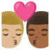 Kiss: Man, Man, Medium-light Skin Tone, Medium-dark Skin Tone Emoji Copy Paste ― 👨🏼‍❤️‍💋‍👨🏾 - google-android