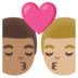 Kiss: Man, Man, Medium Skin Tone, Medium-light Skin Tone Emoji Copy Paste ― 👨🏽‍❤️‍💋‍👨🏼 - google-android