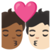 Kiss: Person, Person, Medium-dark Skin Tone, Light Skin Tone Emoji Copy Paste ― 🧑🏾‍❤️‍💋‍🧑🏻 - google-android