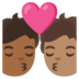 Kiss: Person, Person, Medium-dark Skin Tone, Medium Skin Tone Emoji Copy Paste ― 🧑🏾‍❤️‍💋‍🧑🏽 - google-android