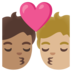 Kiss: Person, Person, Medium Skin Tone, Medium-light Skin Tone Emoji Copy Paste ― 🧑🏽‍❤️‍💋‍🧑🏼 - google-android