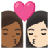 Kiss: Woman, Woman, Medium-dark Skin Tone, Light Skin Tone Emoji Copy Paste ― 👩🏾‍❤️‍💋‍👩🏻 - google-android
