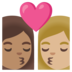 Kiss: Woman, Woman, Medium Skin Tone, Medium-light Skin Tone Emoji Copy Paste ― 👩🏽‍❤️‍💋‍👩🏼 - google-android