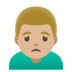 Man Frowning: Medium-light Skin Tone Emoji Copy Paste ― 🙍🏼‍♂ - google-android