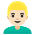 Man: Light Skin Tone, Blond Hair Emoji Copy Paste ― 👱🏻‍♂ - google-android