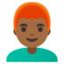 Man: Medium-dark Skin Tone, Red Hair Emoji Copy Paste ― 👨🏾‍🦰 - google-android