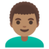 Man: Medium Skin Tone, Curly Hair Emoji Copy Paste ― 👨🏽‍🦱 - google-android