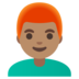 Man: Medium Skin Tone, Red Hair Emoji Copy Paste ― 👨🏽‍🦰 - google-android