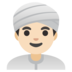 Man Wearing Turban: Light Skin Tone Emoji Copy Paste ― 👳🏻‍♂ - google-android