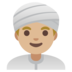 Man Wearing Turban: Medium-light Skin Tone Emoji Copy Paste ― 👳🏼‍♂ - google-android