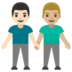 Men Holding Hands: Light Skin Tone, Medium-light Skin Tone Emoji Copy Paste ― 👨🏻‍🤝‍👨🏼 - google-android