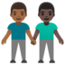 Men Holding Hands: Medium-dark Skin Tone, Dark Skin Tone Emoji Copy Paste ― 👨🏾‍🤝‍👨🏿 - google-android