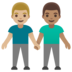 Men Holding Hands: Medium-light Skin Tone, Medium Skin Tone Emoji Copy Paste ― 👨🏼‍🤝‍👨🏽 - google-android