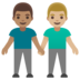 Men Holding Hands: Medium Skin Tone, Medium-light Skin Tone Emoji Copy Paste ― 👨🏽‍🤝‍👨🏼 - google-android