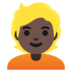 Person: Dark Skin Tone, Blond Hair Emoji Copy Paste ― 👱🏿 - google-android