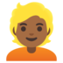 Person: Medium-dark Skin Tone, Blond Hair Emoji Copy Paste ― 👱🏾 - google-android