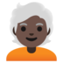 Person: Dark Skin Tone, White Hair Emoji Copy Paste ― 🧑🏿‍🦳 - google-android