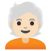 Person: Light Skin Tone, White Hair Emoji Copy Paste ― 🧑🏻‍🦳 - google-android