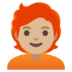Person: Medium-light Skin Tone, Red Hair Emoji Copy Paste ― 🧑🏼‍🦰 - google-android