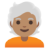 Person: Medium Skin Tone, White Hair Emoji Copy Paste ― 🧑🏽‍🦳 - google-android