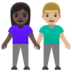 Woman And Man Holding Hands: Dark Skin Tone, Medium-light Skin Tone Emoji Copy Paste ― 👩🏿‍🤝‍👨🏼 - google-android