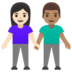 Woman And Man Holding Hands: Light Skin Tone, Medium Skin Tone Emoji Copy Paste ― 👩🏻‍🤝‍👨🏽 - google-android