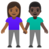 Woman And Man Holding Hands: Medium-dark Skin Tone, Dark Skin Tone Emoji Copy Paste ― 👩🏾‍🤝‍👨🏿 - google-android