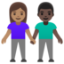 Woman And Man Holding Hands: Medium Skin Tone, Dark Skin Tone Emoji Copy Paste ― 👩🏽‍🤝‍👨🏿 - google-android