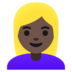 Woman: Dark Skin Tone, Blond Hair Emoji Copy Paste ― 👱🏿‍♀ - google-android
