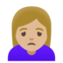 Woman Frowning: Medium-light Skin Tone Emoji Copy Paste ― 🙍🏼‍♀ - google-android