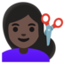 Woman Getting Haircut: Dark Skin Tone Emoji Copy Paste ― 💇🏿‍♀ - google-android