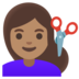 Woman Getting Haircut: Medium Skin Tone Emoji Copy Paste ― 💇🏽‍♀ - google-android