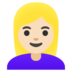 Woman: Light Skin Tone, Blond Hair Emoji Copy Paste ― 👱🏻‍♀ - google-android