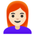 Woman: Light Skin Tone, Red Hair Emoji Copy Paste ― 👩🏻‍🦰 - google-android