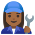 Woman Mechanic: Medium-dark Skin Tone Emoji Copy Paste ― 👩🏾‍🔧 - google-android