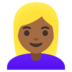 Woman: Medium-dark Skin Tone, Blond Hair Emoji Copy Paste ― 👱🏾‍♀ - google-android