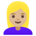 Woman: Medium-light Skin Tone, Blond Hair Emoji Copy Paste ― 👱🏼‍♀ - google-android