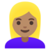Woman: Medium Skin Tone, Blond Hair Emoji Copy Paste ― 👱🏽‍♀ - google-android