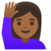 Woman Raising Hand: Medium-dark Skin Tone Emoji Copy Paste ― 🙋🏾‍♀ - google-android