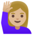 Woman Raising Hand: Medium-light Skin Tone Emoji Copy Paste ― 🙋🏼‍♀ - google-android