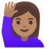 Woman Raising Hand: Medium Skin Tone Emoji Copy Paste ― 🙋🏽‍♀ - google-android